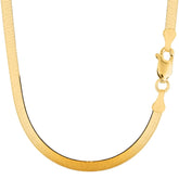 14k Yellow Real Solid Gold Imperial Herringbone Chain Necklace, 6.0mm, 18